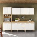 Ver imagem 2 de Conjunto de Cozinha Bergamo Modulado com 14 Portas 2 Gavetas Freijo/off White