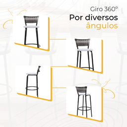 Banqueta Alta para Cozinha Junco Degradê Bancada Bistrô Balcão Ilhas Área Gourmet Piscina - 5