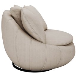 Poltrona Giratória Decorativa Redonda com Almofadas Saphire M22 Linho Cru - Mpozenato - 3