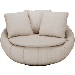 Poltrona Giratória Decorativa Redonda com Almofadas Saphire M22 Linho Cru - Mpozenato - 1