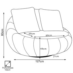 Poltrona Giratória Decorativa Redonda com Almofadas Saphire M22 Linho Cru - Mpozenato - 4