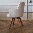 Ver imagem 2 de Cadeira Charlote Assento Tecido Cru com Base Giratória em Madeira Castanho - 72268