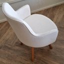 Ver imagem 5 de Cadeira Charlote Assento Tecido Cru com Base Giratória em Madeira Castanho - 72268