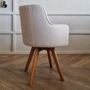 Ver imagem 3 de Cadeira Charlote Assento Tecido Cru com Base Giratória em Madeira Castanho - 72268