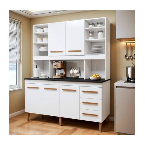 Kit de Cozinha Atenas 5 Portas Branco - Kaiki Móveis