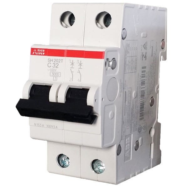 Disjuntor Bipolar ABB SH202 T 32A Curva C Norma DIN - 1