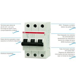 Disjuntor Tripolar Abb Sh203 T 25a Curva C Norma Din - 5