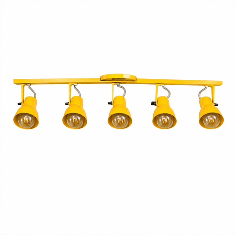 Spot Trilho Light Aluminio Teto e27 5 Luzes Lumini Lab - Amarelo Brilhante