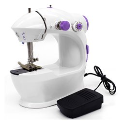 Mini Máquina de Costura Portátil com Pedal Elétrico Luz Integrada Fonte Bivolt - 1