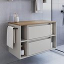 Ver imagem 1 de Gabinete de Banheiro Suspenso 80cm com 4 Nichos 1toalheiro 1porta e 1gaveta Bh8010 Mel/arenas