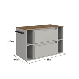 Gabinete de Banheiro Suspenso 80cm com 4 Nichos 1toalheiro 1porta e 1gaveta Bh8010 Mel/arenas - 3