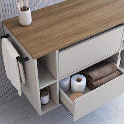 Gabinete de Banheiro Suspenso 80cm com 4 Nichos 1toalheiro 1porta e 1gaveta Bh8010 Mel/arenas - 6