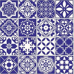 Papel de Parede Azulejo Clássico Azul - 3,00x0,50m