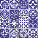 Ver imagem 1 de Papel de Parede Azulejo Clássico Azul - 3,00x0,50m