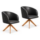 Ver imagem 2 de Kit 2 Poltronas Giratória Corino Premium Base Madeira Maciça Maya