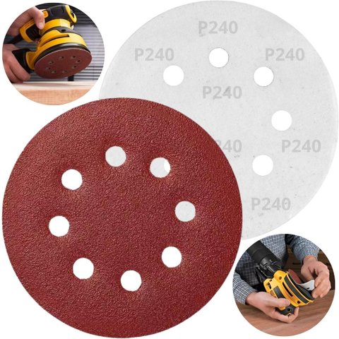 Disco de Lixa Aderente com Furo 125mm Grão 240 | 50 Un