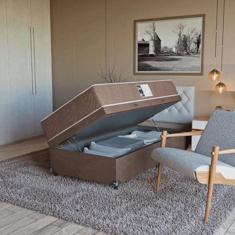 Cama Box Baú Solteiro + Colchão Prime Espuma D45 Marrom Suede Marrom/marrom