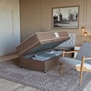 Ver imagem 1 de Cama Box Baú Solteiro + Colchão Prime Espuma D45 Marrom Suede Marrom/marrom