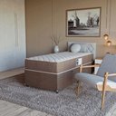 Ver imagem 3 de Cama Box Baú Solteiro + Colchão Prime Espuma D45 Marrom Suede Marrom/marrom