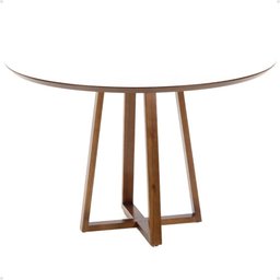Mesa de Jantar Redonda Lara Premium 120cm em Madeira Maciça e MDF - Branco - 2
