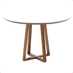 Mesa de Jantar Redonda Lara Premium 120cm em Madeira Maciça e MDF - Branco - 5