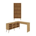 Ver imagem 5 de Kit Escrivaninha em L com Estante Multiuso e 3 Gavetas Línea Office Multimóveis MP6081 Madeirado/