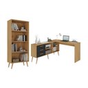 Ver imagem 2 de Kit Escrivaninha em L com Estante Multiuso e 3 Gavetas Línea Office Multimóveis MP6081 Madeirado/