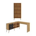 Ver imagem 7 de Kit Escrivaninha em L com Estante Multiuso e 3 Gavetas Línea Office Multimóveis MP6081 Madeirado/