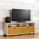 Ver imagem 1 de Rack Xangai para TV 55 Polegadas 145cm com Gavetas Off White e Naturalle Carmolar Móveis