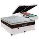 Ver imagem 1 de Cama Box Baú Bipartido Casal Branco e Colchão Sleep King Molas Ensacadas Ortobom