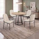 Ver imagem 1 de Conjunto para Sala de Jantar Mesa Ômega Tampo Redondo 90x90 com 4 Cadeiras Rubi