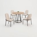 Ver imagem 2 de Conjunto para Sala de Jantar Mesa Ômega Tampo Redondo 90x90 com 4 Cadeiras Rubi