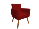 Ver imagem 3 de Kit 2 Poltronas Decorativa Nina Riscado Suede Vermelho Pés Madeira Ms Decor