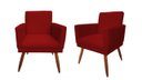 Ver imagem 1 de Kit 2 Poltronas Decorativa Nina Riscado Suede Vermelho Pés Madeira Ms Decor