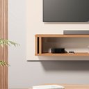 Ver imagem 3 de Painel Europa Tv 32 Polegadas Pequeno Quarto Suspenso Sala Rack Cor Off White/freijó