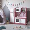 Cozinha Infantil com Refrigerador Diana em MDF Branco/Rosa-OFERTAMO - 1