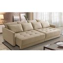 Ver imagem 1 de Sofá Cama Retrátil e Reclinável 2,10m com Molas Carol Veludo Bege Adonai Estofados