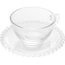Ver imagem 7 de Jogo 4 Xícaras de Chá com Pires Café 180ml Cristal Wolff Pearl Incolor Mesa Posta