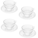 Ver imagem 1 de Jogo 4 Xícaras de Chá com Pires Café 180ml Cristal Wolff Pearl Incolor Mesa Posta