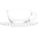 Ver imagem 5 de Jogo 4 Xícaras de Chá com Pires Café 180ml Cristal Wolff Pearl Incolor Mesa Posta