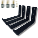 Ver imagem 1 de Quatro Suportes para Prateleira 15cm Fixação de Parede Estilo Moderno Formato L Aço Robusto Preto