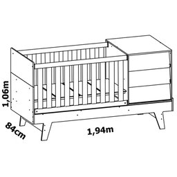 Berço Americano Branco Fosco Prince Vira Mini Cama e Trocador Vira Mesa de Cabeceira Infantil - Rell - 7