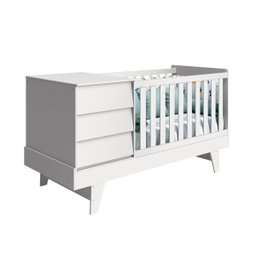 Berço Americano Branco Fosco Prince Vira Mini Cama e Trocador Vira Mesa de Cabeceira Infantil - Rell - 2