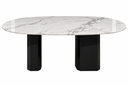 Ver imagem 1 de Mesa de Jantar Orgânica Cora 140x90cm Base Dupla - Mármore Branco Extra
