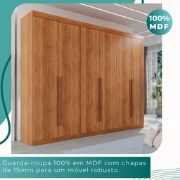 Guarda Roupa Casal 100% Mdf 6 Portas 6 Gavetas Itália - Mais Móveis Cinamomo - 5
