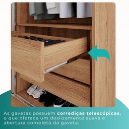 Guarda Roupa Casal 100% Mdf 6 Portas 6 Gavetas Itália - Mais Móveis Cinamomo - 7