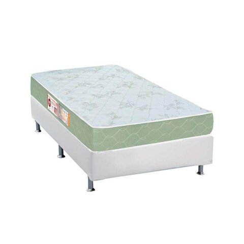 Cama Box Solteiro Colchão Espuma D33 Castor Sleep Max + Base CRC Courano White(88x188)