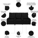 Ver imagem 3 de Poltrona do Papai Reclinável Mallie 3 Lugares Baú Usb Fh9 Pu Preto - Mpozenato