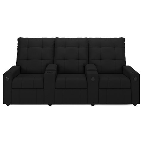 Poltrona do Papai Reclinável Mallie 3 Lugares Baú Usb Fh9 Pu Preto - Mpozenato