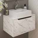 Ver mais imagens de Gabinete com Cuba para Banheiro Bn3630x46 Marmore Branco Tecno Mobili